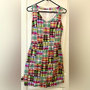 L.L. Bean Patchwork Madras Plaid Sleeveless Dress, Size 4 Regular